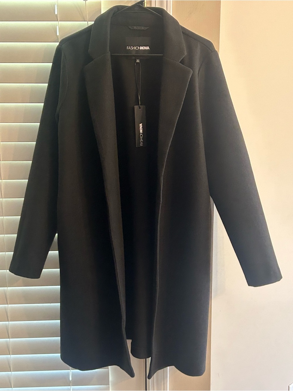 Fashion Nova Black Open-Front Longline Trench Coat